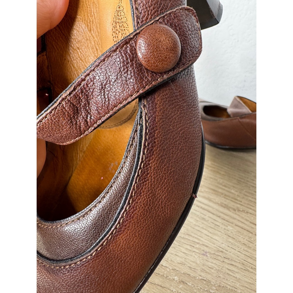 Sofft Brown Leather Mary Jane Pumps Round Toe Button Strap Heels Womens Size 8 M - Picture 12 of 16